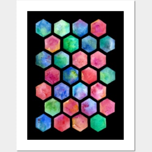 Hand Painted Watercolor Honeycomb Pattern Posters and Art